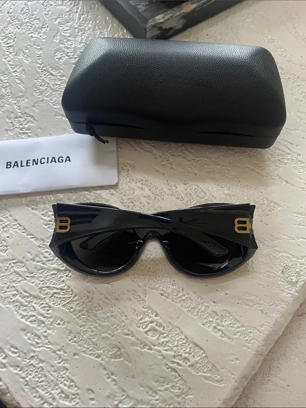 Balenciaga Black Cat-Eye Sunglasses with Dark Lenses